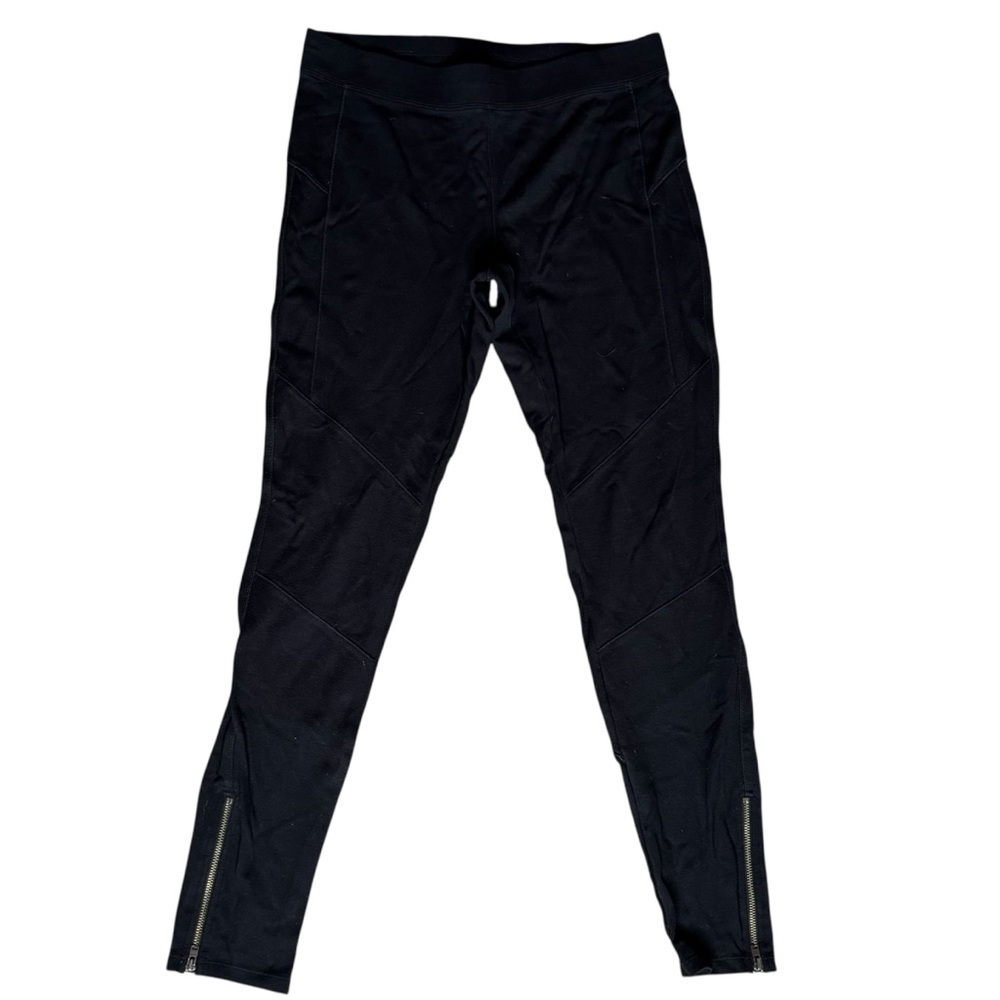 Express Black Leggings with Ridged Detail and Zipper Ankles Size Small